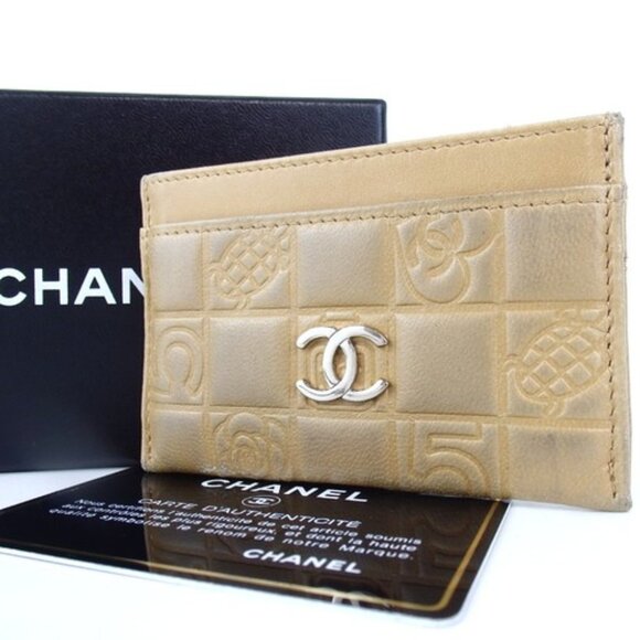 Authentic CHANEL Icon line Card Case leather [Used] - Picture 1 of 14